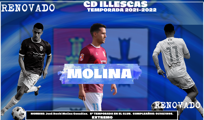 Molina, octavo renovado en el CD Illescas 2021-2022.